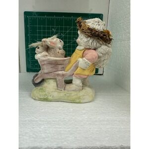 Dreamsicles Springtime Frolic April Cherub Figurine Rabbits Wheelbarrow DC183